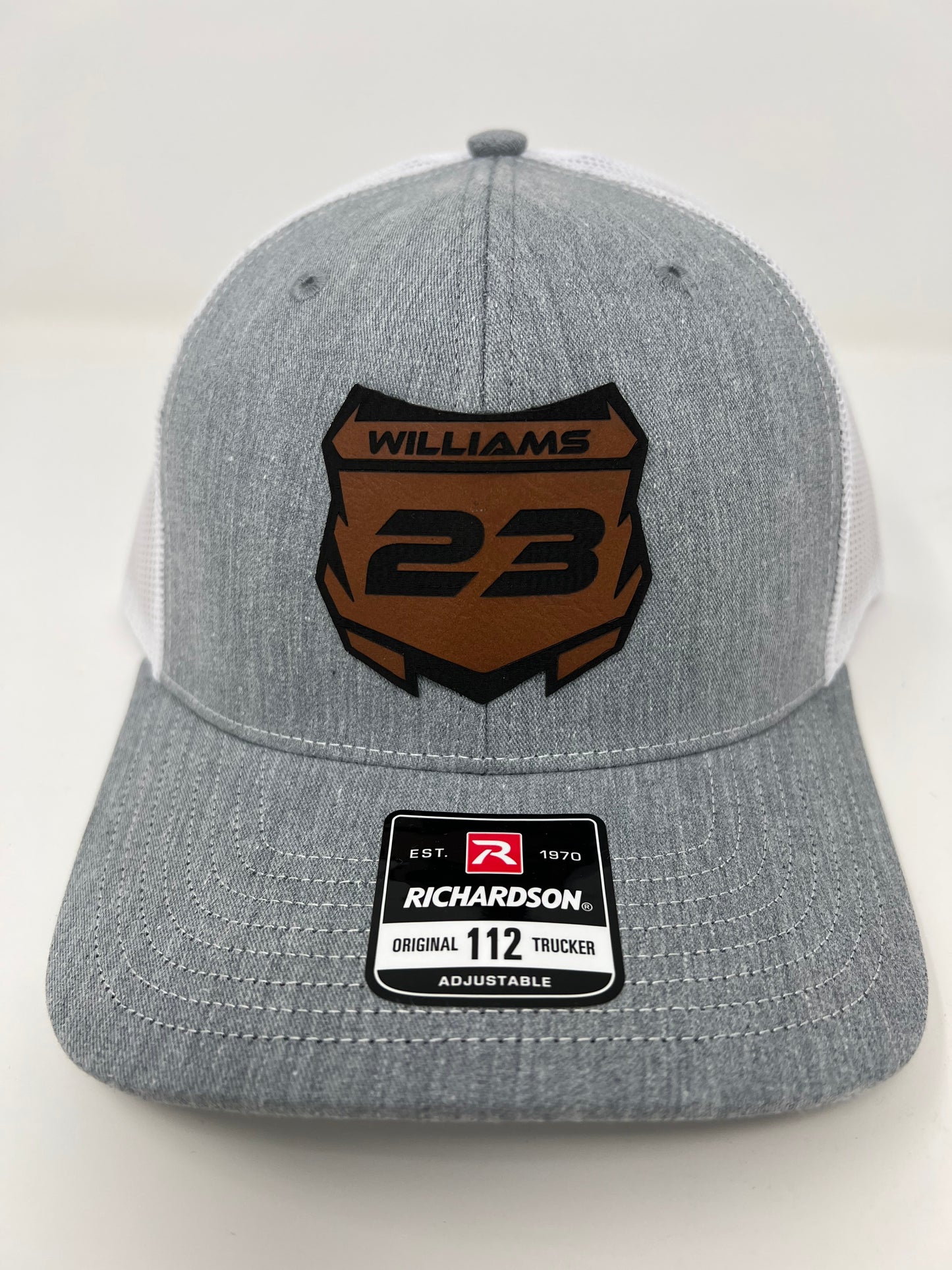 Custom leather patch hat number plate